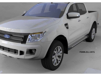 Пороги алюминиевые Sapphire Silver для Ford Ranger 2012-2015