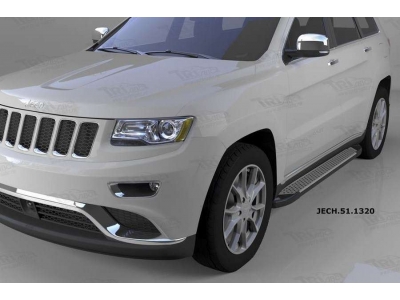 Пороги алюминиевые Sapphire Silver для Jeep Grand Cherokee 2010-2021