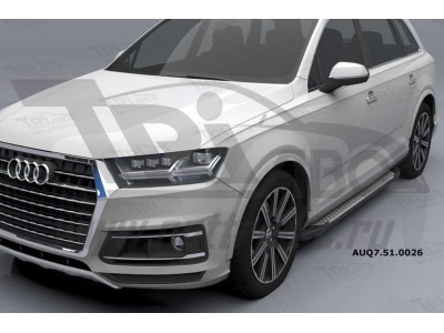 Пороги алюминиевые Sapphire Silver для Audi Q7 № AUQ7.51.0026
