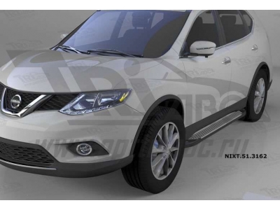 Пороги алюминиевые Sapphire Silver для Nissan X-Trail № NIXT.51.3162
