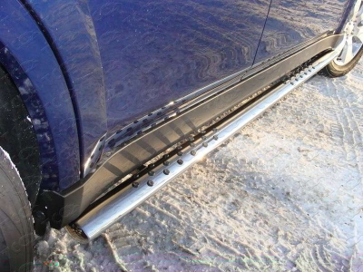 Пороги труба овальная с проступью 75х42 мм ТСС для Subaru Outback 2009-2012