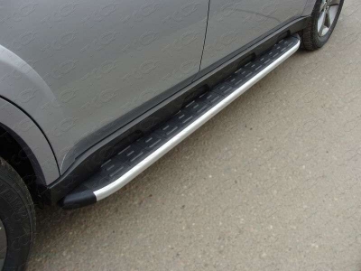 Пороги алюминиевые ТСС с накладкой для Subaru Outback 2012-2014