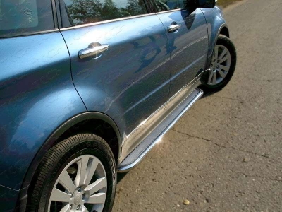 Пороги с площадкой нержавеющий лист 42 мм ТСС для Subaru Tribeca 2007-2014
