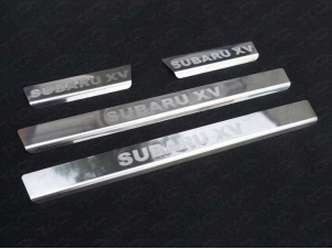 Накладки на пороги зеркальный лист надпись Subaru XV для Subaru XV № SUBXV12-12