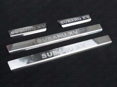 Накладки на пороги зеркальный лист надпись Subaru XV ТСС для Subaru XV 2011-2017