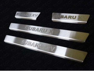 Накладки на пороги шлифованный лист надпись Subaru XV для Subaru XV № SUBXV12-13