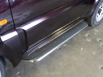 Пороги с площадкой нержавеющий лист 42 мм для Suzuki Jimny № SUZJIM-03