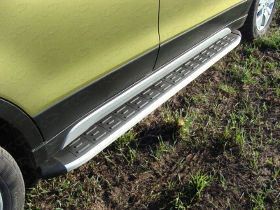 Пороги алюминиевые ТСС с накладкой для Suzuki SX4 New 2013-2021
