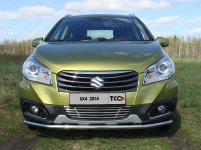 Защита переднего бампера 42 мм ТСС для Suzuki SX4 New 2013-2021