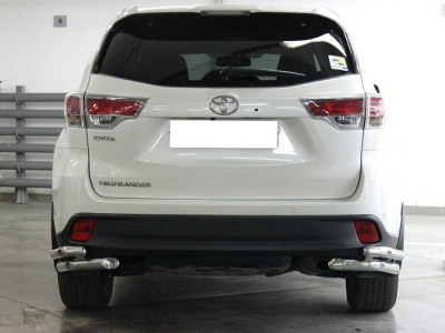 Защита заднего бампера "уголки" двойные d-60+53 для Toyota Highlander 2014-2016