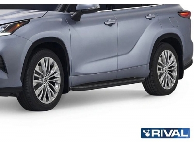 Порог-площадка "Premium-Black" A180ALB Rival + комплект крепежа для Toyota Highlander 2020-н.в. 