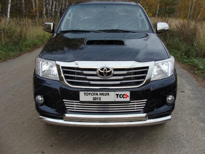 Защита передняя двойная 76-75 мм ТСС для Toyota Hilux 2011-2015