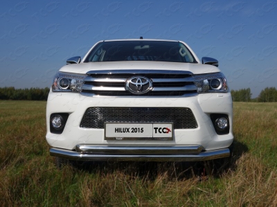 Защита передняя двойная 76-60 мм ТСС для Toyota Hilux 2015-2021