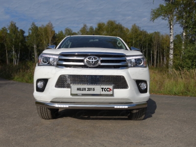 Защита переднего бампера с ДХО 76 мм для Toyota Hilux № TOYHILUX15-04