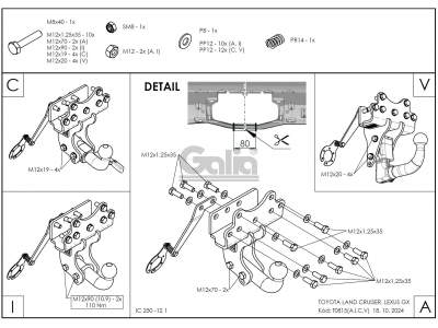 Фаркоп оцинкованный для Toyota Land Cruiser J250 2023-н.в., Lexus GX J250 2023-н.в. условно-съемное крепление шара