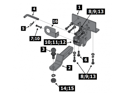 Фаркоп для Toyota Land Cruiser Prado 120 2002-2009, Prado 150 (кроме Black Onyx) 2009-2023, Lexus GX470 2003-2009, Lexus GX460 2009-2023 съемное крепление шара под американский квадрат