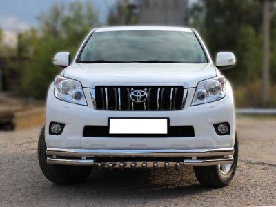 Защита переднего бампера d 76+60 с защитой картера d-43 для Toyota Land Cruiser Prado 150 2009-2013