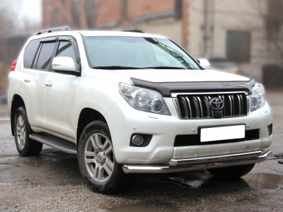 Защита переднего бампера d-76+60 (длинная) для Toyota Land Cruiser Prado 150 2009-2013