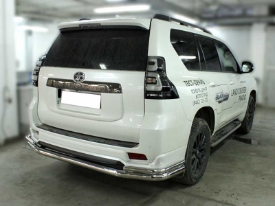 Защита заднего бампера "волна" d-76+43 для Toyota Land Cruiser Prado 150 BLACK ONYX 2020 – н.в.