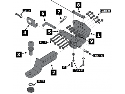 Фаркоп для Toyota Land Cruiser 200 (кроме Executive, TRD) 2007-2021, Lexus LX 2007-2022 съемное крепление шара под американский квадрат