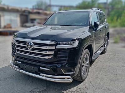 Защита переднего бампера d-76+43 двойная для Toyota Land Cruiser 300 70TH ANNIVERSARY 2021–н.в.