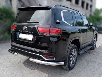 Защита заднего бампера "уголки" d-76 для Toyota Land Cruiser 300 70TH ANNIVERSARY 2021–н.в.