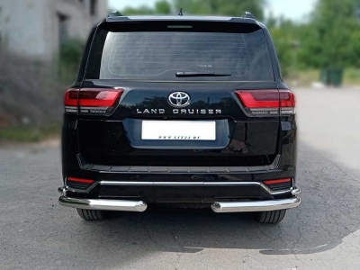 Защита заднего бампера "уголки" d-76+43 для Toyota Land Cruiser 300 70TH ANNIVERSARY 2021–н.в.