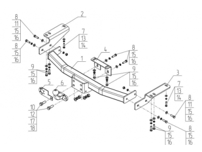 Фаркоп для Toyota Land Cruiser Prado J120 2003-2009, J150 2009-2023 фланцевое крепление шара