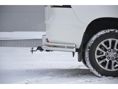 Фаркоп с нержавеющей накладкой для Toyota Land Cruiser Prado J120 2003-2009, J150 2009-2023, Lexus GX 470 2003-2009, GX 460 2009-2023 съемное крепление шара под американский квадрат