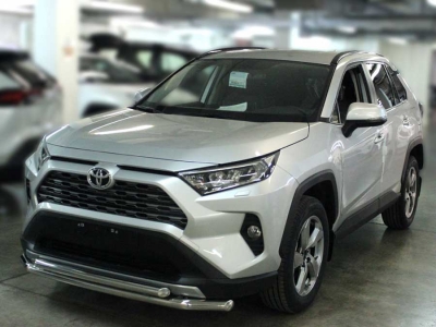 Защита переднего бампера двойная d-60+53 с двумя загибами для Toyota RAV-4 2019 – н.в.