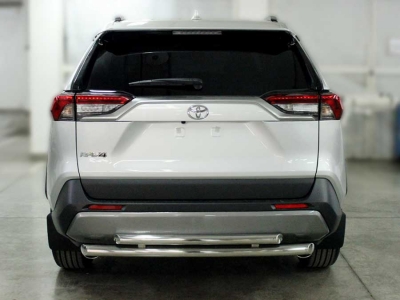 Защита заднего бампера радиусная двойная d-60+53 для Toyota RAV-4 2019 – н.в.