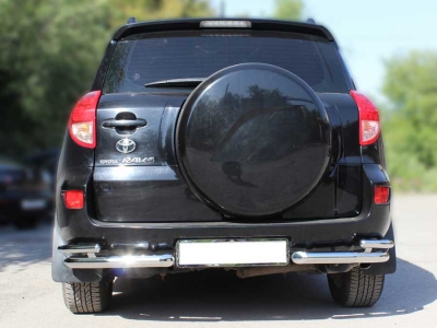 Защита заднего бампера "уголки" d-60+43 для Toyota RAV-4 2006-2009