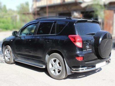 Защита заднего бампера "уголки" d-60+43 для Toyota RAV-4 2006-2009