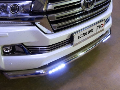Защита переднего бампера с ДХО 76 мм ТСС для Toyota Land Cruiser 200 2015-2021