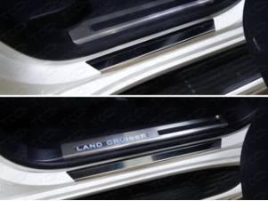 Накладки на пороги с гибом зеркальный лист для Toyota Land Cruiser 200 № TOYLC20015-20