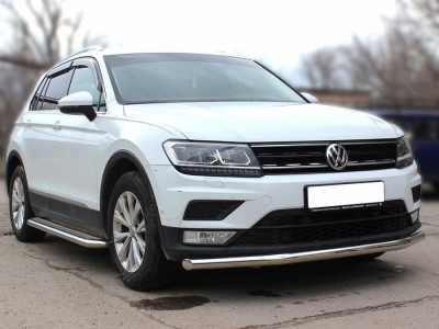 Защита переднего бампера радиусная одинарная d-53(кроме Off Road) для Volkswagen Tiguan 2016 – н.в.