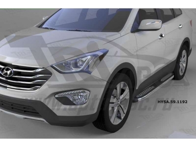 Пороги алюминиевые Zirkon для Hyundai Santa Fe № HYSA.59.1192