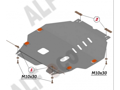 Защита картера и КПП ALFeco для 3,0 алюминий 4 мм для Mitsubishi Outlander 2012-2021