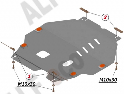 Защита картера и КПП ALFeco для 3,0 алюминий 4 мм Mitsubishi Outlander № ALF1435AL