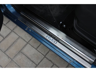 Накладки на внутренние пороги 6 штук на 5 дверей Alu-Frost для Chevrolet Aveo 2003-2012