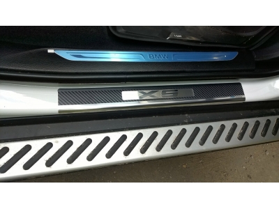 Накладки на внутренние пороги карбон 4 штуки Alu-Frost для Kia Soul 2014-2021