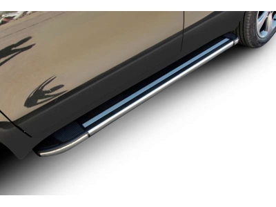 Пороги алюминиевые Slitkoff Luxe Black для Hyundai Santa Fe Grand 2014-2021