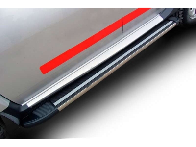 Пороги алюминиевые Slitkoff Luxe Black для Kia Sorento 2012-2015