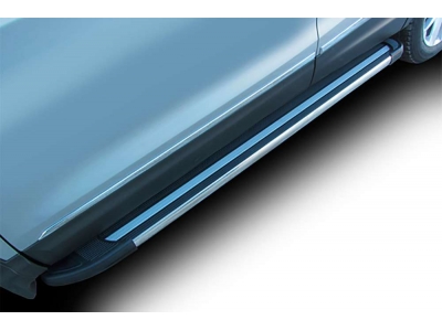 Пороги алюминиевые Arbori Luxe Black черные для Nissan Pathfinder 2014-2021