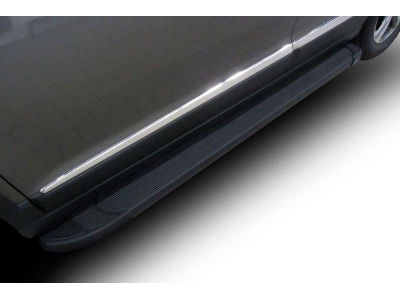 Пороги алюминиевые Slitkoff Optima Black для Hyundai Tucson 2018-2021