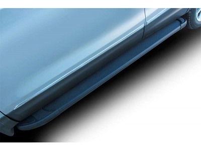 Пороги алюминиевые Arbori Optima Black чёрные для Volkswagen Amarok 2016-2021