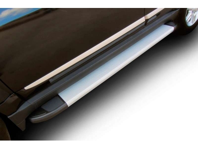 Пороги алюминиевые Slitkoff Optima Silver для Kia Sorento 2015-2020