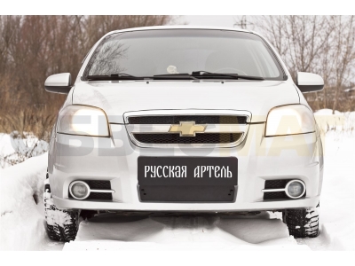 Зимняя заглушка решётки переднего бампера Русская артель для Chevrolet Aveo 2006-2012