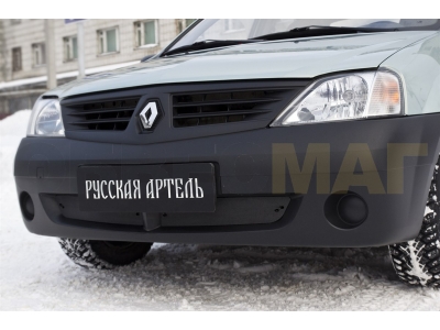 Зимняя заглушка решетки переднего бампера Русская артель для Renault Logan 2004-2010