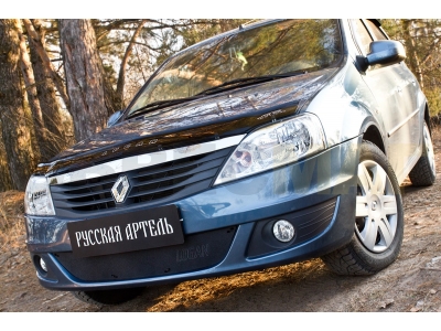 Зимняя заглушка решетки переднего бампера Русская артель для Renault Logan 2010-2015